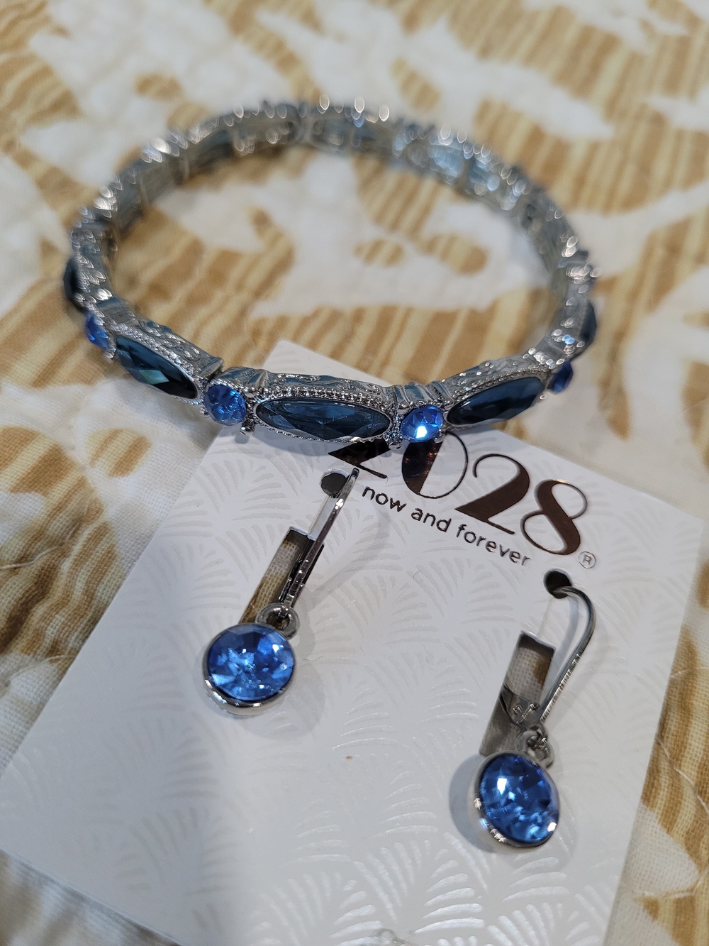 2028 Now & Forever Co - 1928 Vintage Jewelry Blue Crystal Bracelet & Earring Set